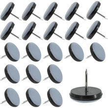 Confezione da 30 piedini rotondi in Teflon da 22 mm per sedie con attacco per chiodi, per proteggere piastrelle e pavimenti in parquet.