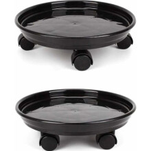 Set di 2 vasi rotondi su ruote per piante, robusto supporto per piante con ruote per uso interno ed esterno, pratico e VHV