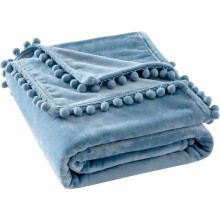 Coperta in pile di flanella e velluto, 1 pezzo, soffice, morbida e calda, pelliccia, 150 x 200 cm, blu e grigio, VHV