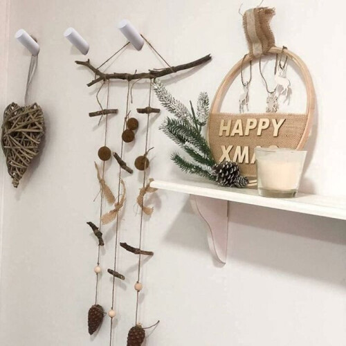 Ganci da parete in legno per appendere cappotti e borse, 6 pezzi, bianco, VHV 1
