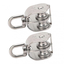 2Pcs Double Pulley Stainless Steel M25 Double Pulley Block 150kg Bearing Swivel Pulley Wheel Roller-Good