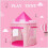 Tenda per bambini a forma di castello rosa, tenda da gioco per giardino e casa VHV 3