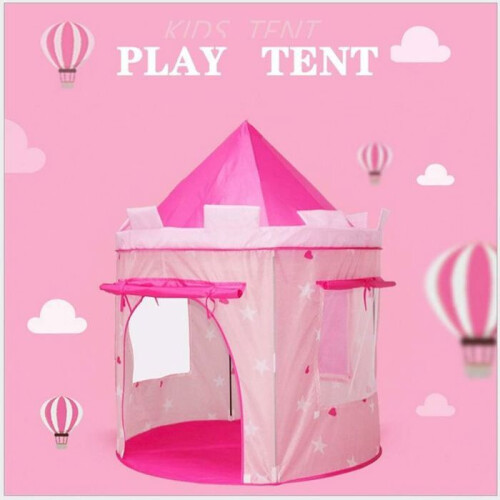 Tenda per bambini a forma di castello rosa, tenda da gioco per giardino e casa VHV 2