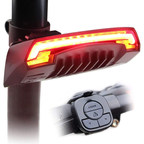 Smart Bike Tail Light with Turn Signals and Automatic Brake Light Wireless Remote Control Light(Black)