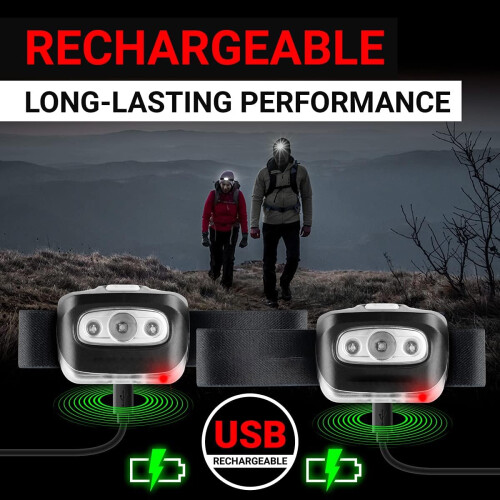 USB Rechargeable Headlamp Flashlight, Camping, and Outdoor LED Headlight 2 Pack, Rechargeable(Black) 2
