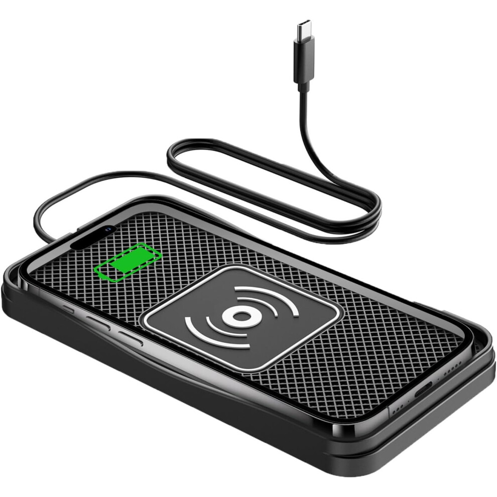 20W Wireless Car Charger Pad, Non-Slip Fast Charging For Iphone 16Â11, Samsung S23âS9, Android(Black) Black 6976918068408