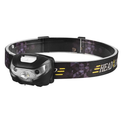High Brightness LED Headlight, Front Light, Waterproof, USB Charging for Camping, Fishing(Black)