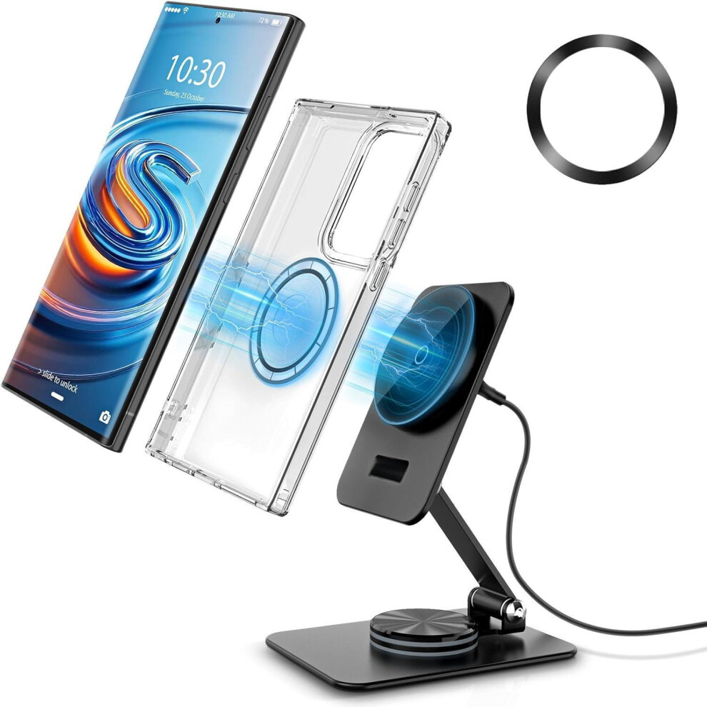 Foldable Travel Magsafe Charging Stand For Iphone\Samsung Aluminum Stand (Black) Black 6976918068743