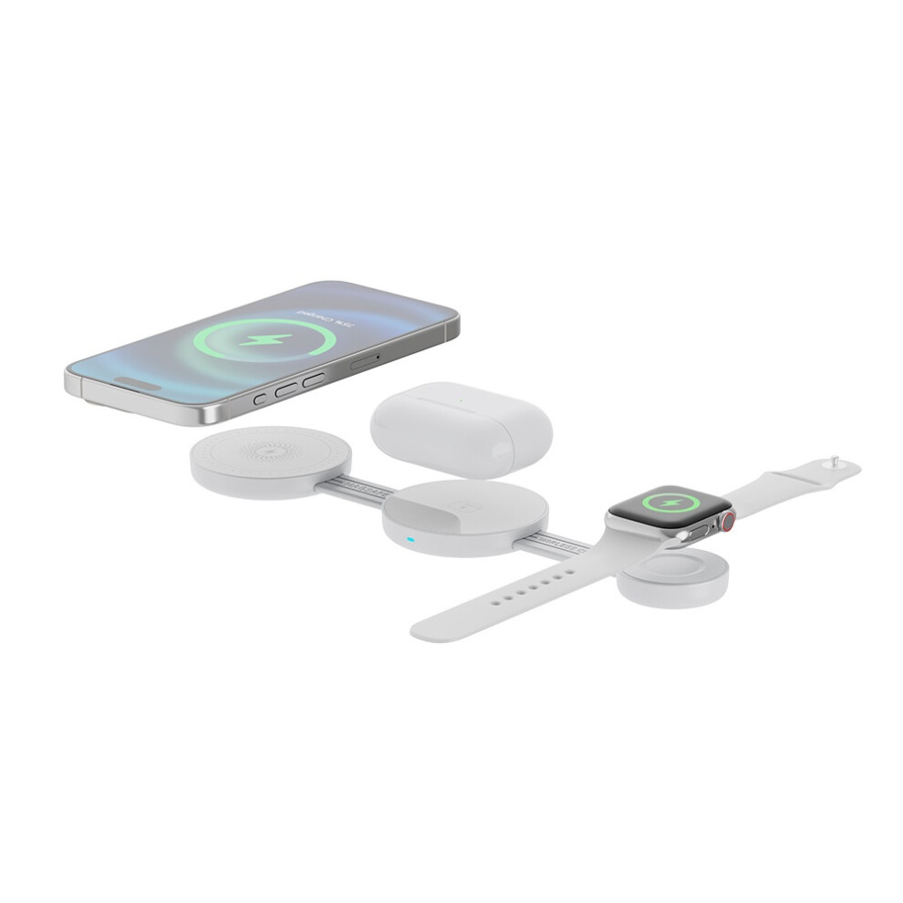 Magsafe Compatible 3-In-1 Wireless Charging Station, Qi2 Certified 15W Maggo Charger(White) White 6976918068705