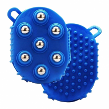 (Blauw) Lymfedrainage handschoenen borstel dubbelzijdige draagbare lichaamsschraapmassageborstel