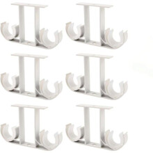 Confezione da 6 supporti per aste per tende in alluminio per aste per tende da 23-26 mm, bianco, VHV