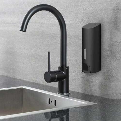 Distributore di sapone da parete per bagnoschiuma, shampoo e balsamo - nero opaco - VHV 2