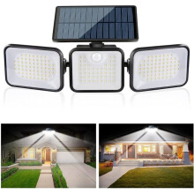 Lampada solare da esterno con sensore di movimento, 3 fiamme, 180 LED, illuminazione esterna impermeabile IP65, VHV