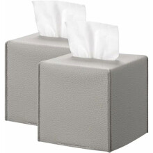 Set di 2 scatole di fazzoletti in similpelle grigia, moderno organizer per casa, auto, hotel, VHV