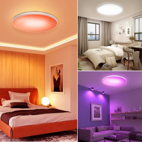 Plafoniera LED RGB intelligente con app Alexa e telecomando, Wi-Fi e Bluetooth, 30 W 1