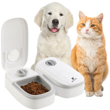 Automatic Cat Feeder with Ice Pack 2Meal Pet Feeder for Small Dogs Dry and Wet Food Dispenser for Cats, 48Hours Timer