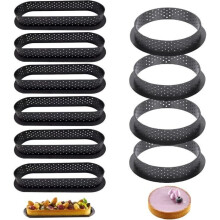 10 teglie rotonde con rivestimento antiaderente per torte e decorazioni di torte, anelli da forno