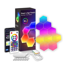 Pannelli luminosi esagonali Glide, luci da parete per interni a LED RGBIC WiFi esagonali per soggiorno, camera da letto, sala giochi, 10