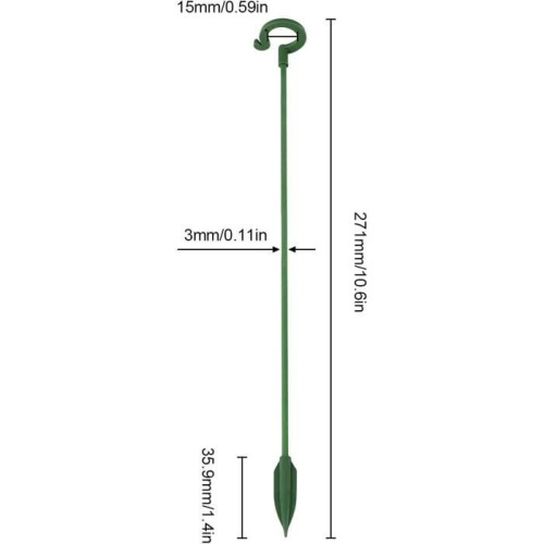Bastoncini per piante - Marca - 15 pezzi - 27 cm - Fibra di vetro - Verde 1