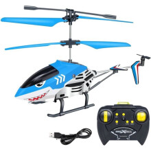 Elicottero telecomandato Blue Shark da 2,4 GHz per bambini - Giocattolo RC a 3,5 canali con giroscopio e luce LED