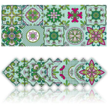 30 pezzi adesivi per piastrelle da cucina, piastrelle da bagno in PVC impermeabili, piastrelle a mosaico retrò (20x20 cm, verde)