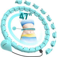 Cerchio fitness intelligente per la perdita di peso, con punti di massaggio e 24 cerchi regolabili per adulti, bambini e principianti, ciano