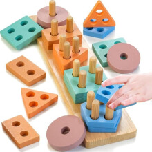 Giocattolo in legno per ordinare e impilare, seleziona forme e colori, giocattolo educativo, regalo per bambine, bambini e bambini