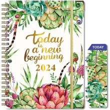 Agenda settimanale 2024 - A5 - Copertina rigida - 22 x 16 cm - 140 pagine - 2 segnalibri