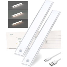 Confezione da 2 luci LED per mobili da 54 pollici, 30 cm, 6000 K, luce con sensore di movimento e 3 modalità di illuminazione per mobili, scale e
