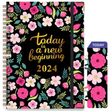 Agenda settimanale 2024 - A5 - Copertina rigida - 22 x 16 cm - 140 pagine - Nero