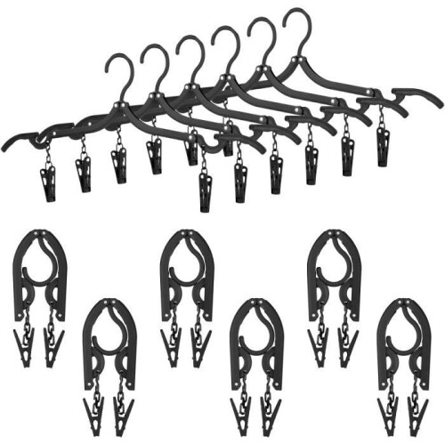 Grucce da viaggio pieghevoli - Non specificato - 12 pezzi - Antiscivolo - Plastica - Nero