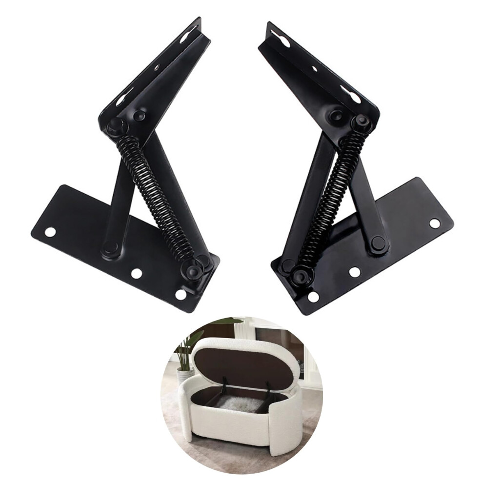 (2Pc) 80 Degree Foldable Lift Bracket/Widelyused For Sofa Hinge Lift And Furniture Storage Support Hinge (Black) 820064719935