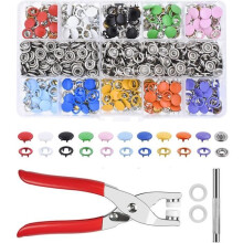 Set di bottoni automatici in metallo - Fai da te - 804 pezzi - Colorati - Bianchi