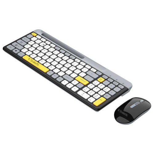 Wireless Keyboard and Mouse Set, Dual Mode Bluetooth  2.4G, 400mAh Rechargeable Battery, Phone Holder, TypeC Charging