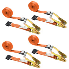 Flat Hook Ratchet Strap, Ratchet Tie Down, 2 Inch Wide X 27 Foot Long, Orange, Black Flat Hook