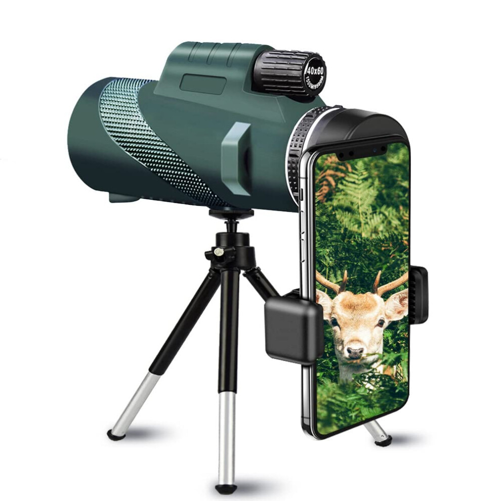 Monocular Telescope For Smartphone, 40X60 Compact Monoculars Telescope, With Holder Multi-Function Tripod 940534623569