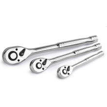 3Piece QuickRelease Ratchet Wrench Set, Drive Ratchet Set, 1/4', 3/8', 1/2' 72Tooth, alloy steel, 5 Degree Swing