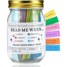 Bible Verses in A Jar,The Hope Jar Bible Verses,Mini Bible Verse Cards, Color Coded Bi-ble Verses Jars,Bi-ble Verses for Emotions & Feelings Jar