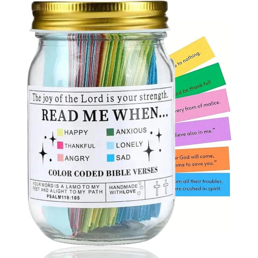 Gogerstar Bible Verses In A Jar,The Hope Jar Bible Verses,Mini Bible Verse Cards, Color Coded Bi-Ble Verses Jars,Bi-Ble Verses For Emotions & Feelings Jar