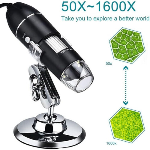 Microscope 1600X 3 in 1 8 LED Handheld Digital Microscope, with Stand 1