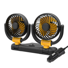 Upgraded Double Head USB/12V/24V Fan For Car With Powerful Cooling 360Rotation 2 Speed Desk Fan For Car Home