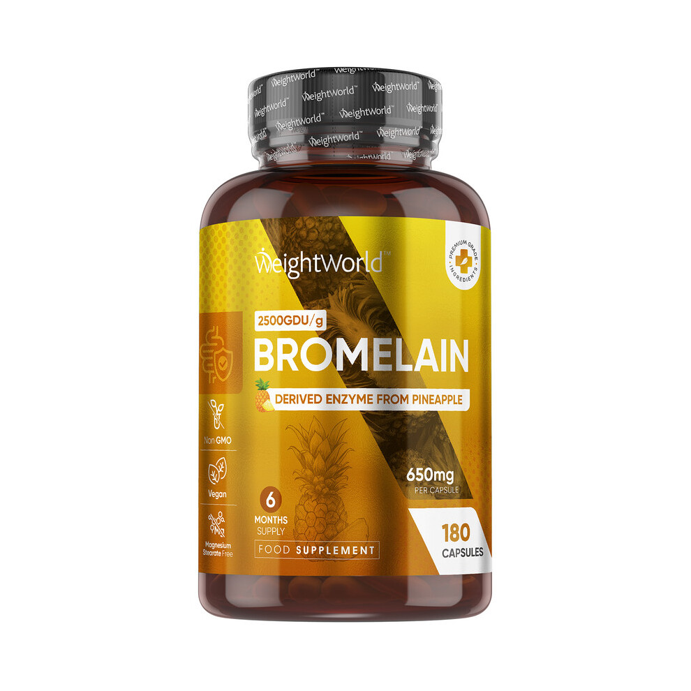 Weightworld Bromelain 650Mg | 180 Vegan Capsules | 2500Gdu/G | 6 Month Supply