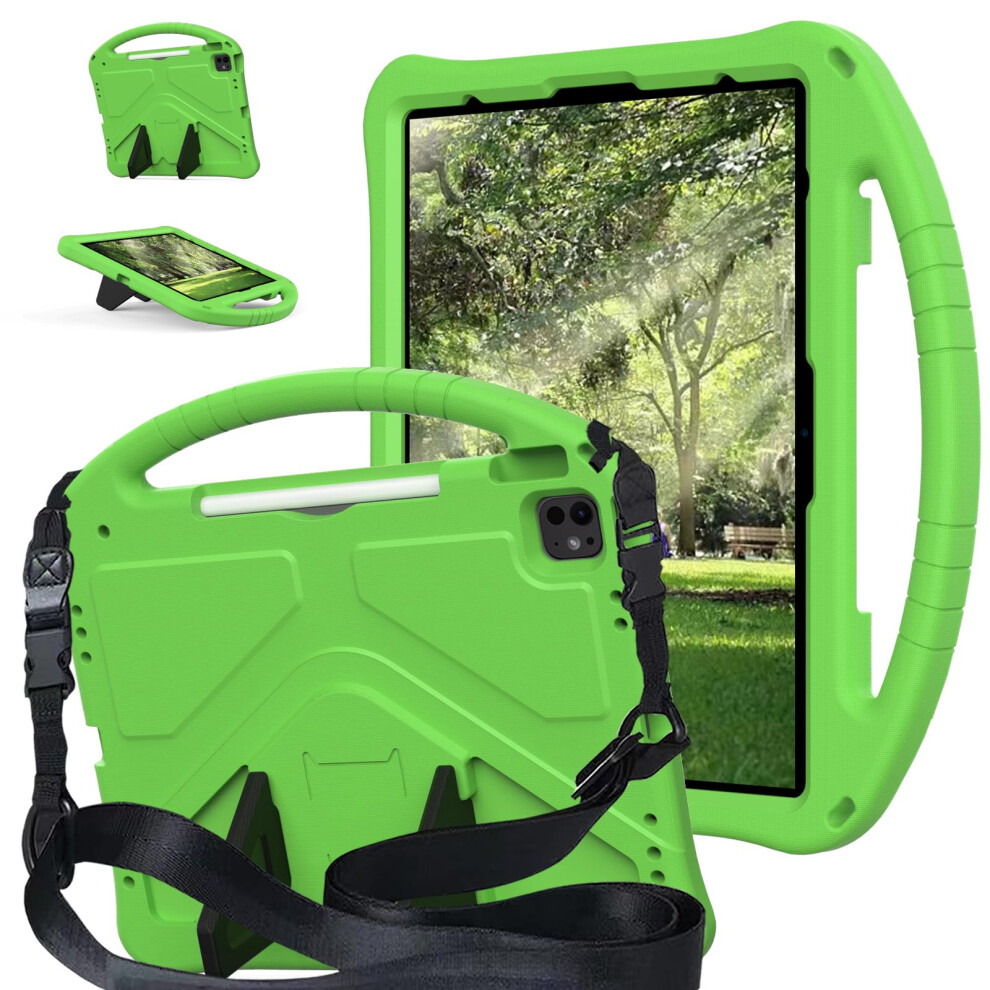 Case For Ipad Air 13 Inch (M2/M3) /, For Ipad Pro 13 Inch (M4) /12.9 Inch (M2) Eva Cover With Strap Handle Stand, Green 820064722607