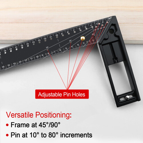 Precision MultiAngle Measuring Ruler,1090 Combination Framing Square with Marking Holes 1