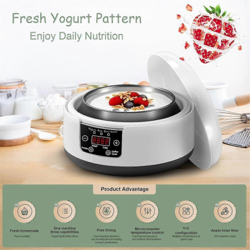 Yogurt maker da 36 ore, yogurt maker digitale automatico da 1,2 l con spina UE 2