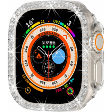 Compatibile con Apple Watch Ultra/Ultra 2 49mm, cassa con decorazioni in strass, cornice protettiva rigida in PC - Nero
