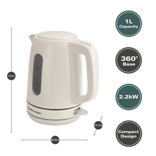 Hamilton Beach Hamilton Beach, Electric Kettle, Compact, 1L, White, HB3038W1 2