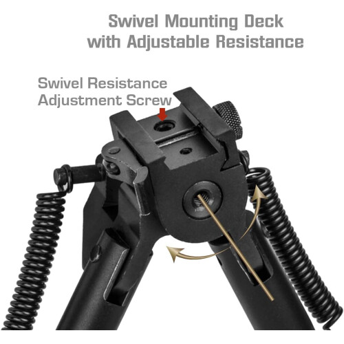 Scoutpod Tactical Pro Bipod, 7.3' to 9' Heigth Adjustable, with Adjustable Double Swivel 1
