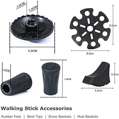 Walking Stick Tips Rubber Trekking Pole Tips Replacement  Rubber Tips for Hiking Poles, 12 Pack 2
