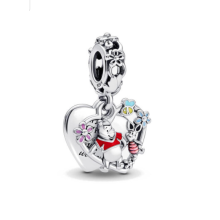 Winnie Pooh & Piglet Dangle sterling silver charm for pandora bracelet